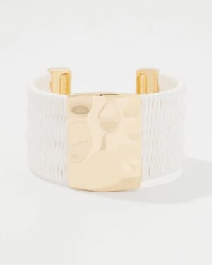 Ecru Raffia + Gold Cuff