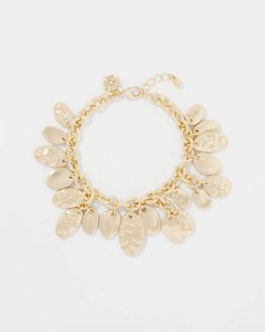 Gold Hammered Disc Bracelet