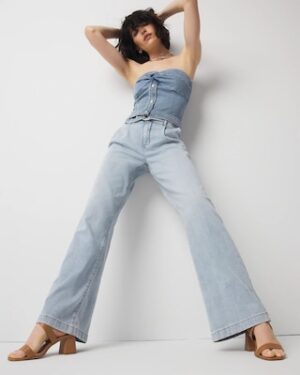 Petite High-Rise Pleated Trouser Jean