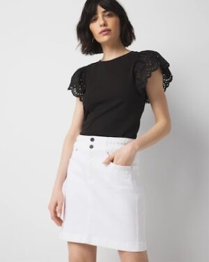 Braided Waist Denim A-Line Miniskirt