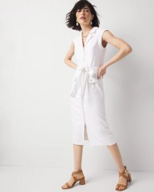 Petite Belted Utility Midi Dress