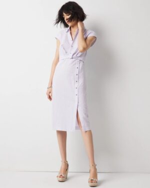 Short Sleeve Button Detail Dress