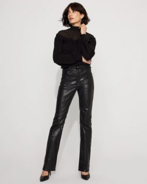 Crocodile Coated Denim High Rise Bootcut Jean