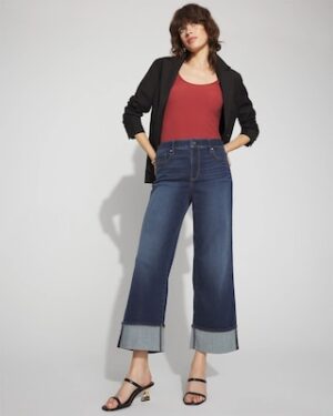 High-Rise Cuffed Wide-Leg Cropped Jean