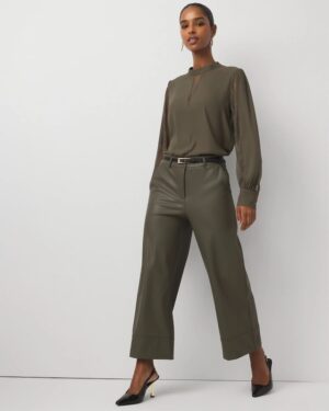 Faux Leather Wide Leg Crop