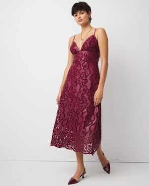 Faux Leather Lace Midi Dress
