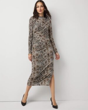 Petite Asymmetrical Mockneck Bodycon Dress