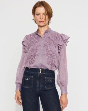 Chiffon Floral Applique Blouse