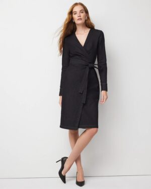 Denim Wrap Midi Dress