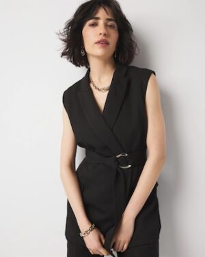 Petite Belted Blazer Vest