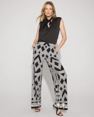 Geometric Print Matte Jersey Wide-Leg Pant