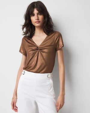 WHBM FORME All Ways Stretch Metallic Twist Front Tee
