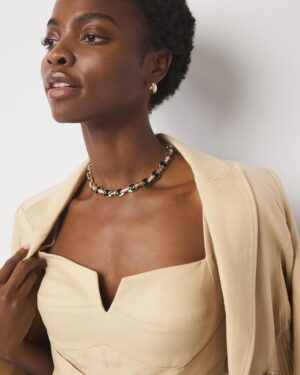 Black Mariner Links & Pave Necklace