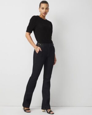 Faux Leather Detail Bootcut Jean