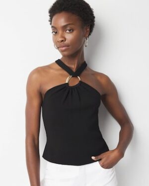 Ring Halter Sweater Top