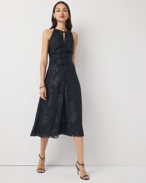 Jacquard Halter Midi Dress