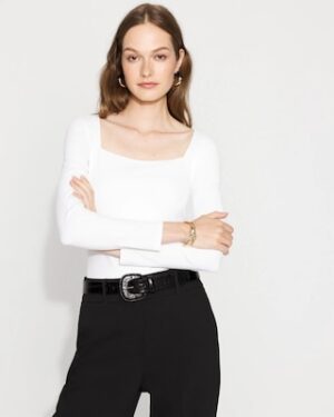 WHBM FORME All Ways Stretch Square Neck Long-Sleeve Tee