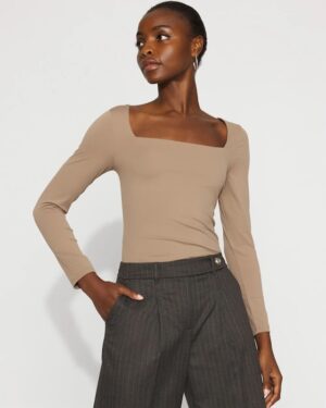 WHBM FORME All Ways Stretch Square Neck Long-Sleeve Tee