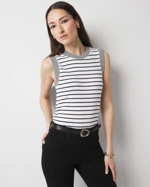 WHBM FORME Ribbed Stretch Ruched Side Tank