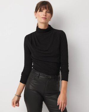 WHBM FORME Stretch Metallic Long-Sleeve Tee