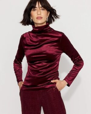 WHBM FORME Long Sleeve Velvet Top