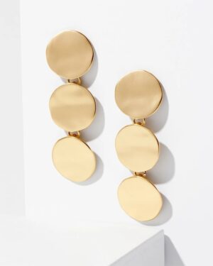 Goldtone Wavy Disc Linear Earrings